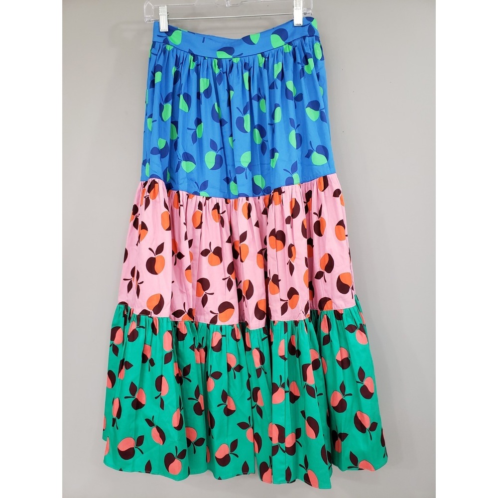 NEVER WORN 00 Kate Spade Colorblock Apple MIDI Skirt fruit garden farmer market